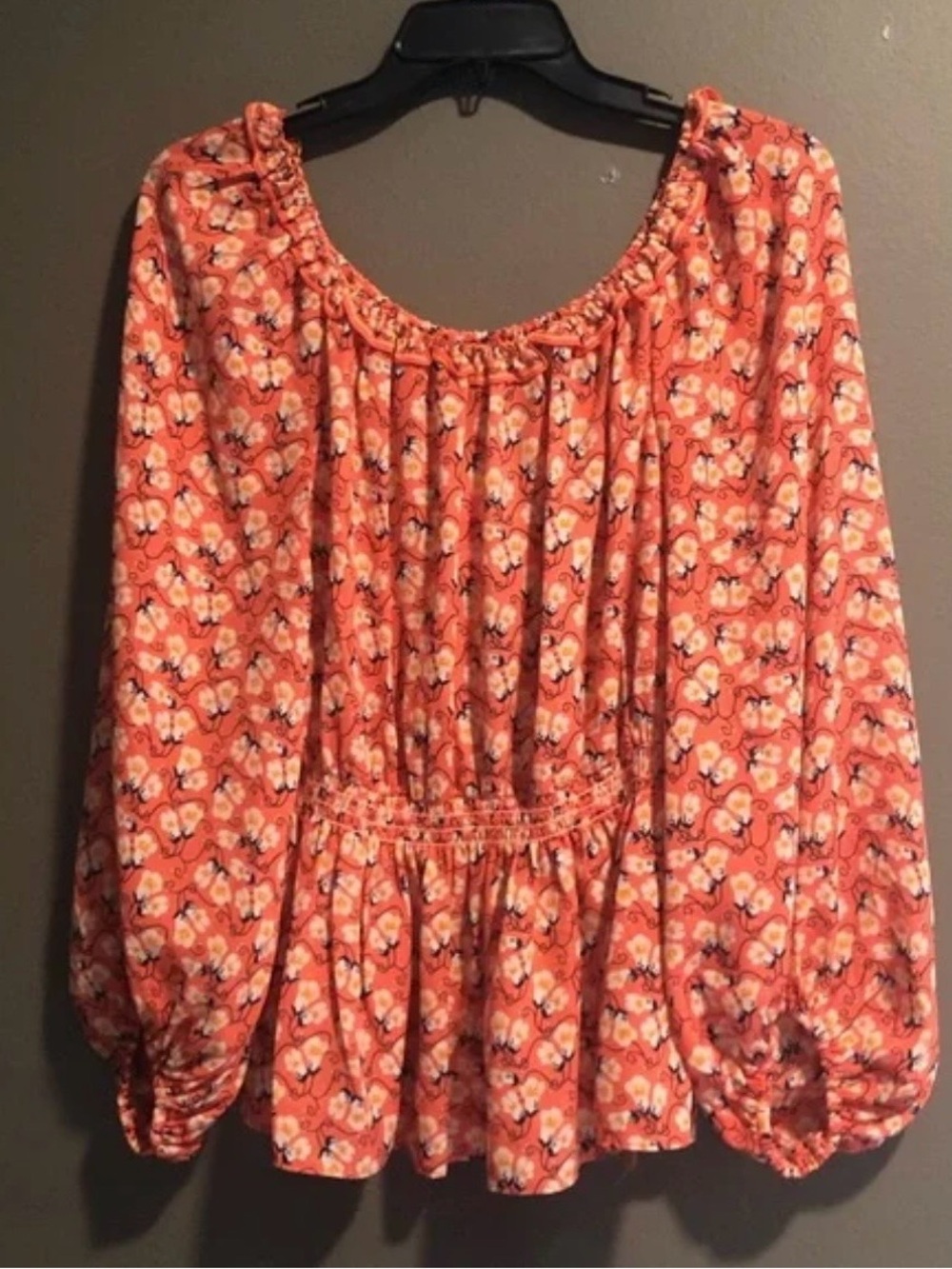 Max edition Coral Floral Peasant‎ Blouse - Women's Long Sleeve